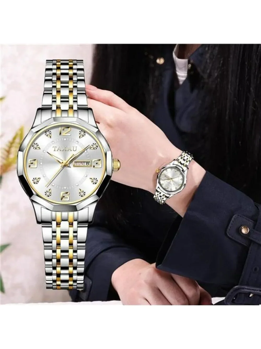 Taxau Womens Luxury Diamond Watch Gold Silver Waterproof Quartz Small Wrist